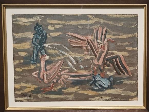 이중섭 작품 ‘오줌싸개와 닭과 개구리’.