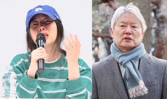 민희진(왼쪽) 어도어 대표와 노환규 전 의협회장. 사진=김규빈기자, 연합뉴스