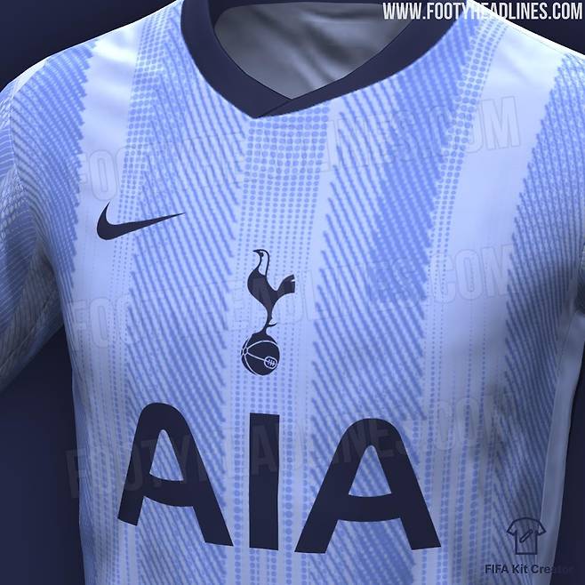 유니폼 전문 사이트 푸티헤드라인즈가 24일(한국시간) 토트넘의 2024-2025시즌 원정 유니폼 유출샷을 공개했다.&nbsp;  토트넘의 새로운 원정 유니폼은 밝은 하늘색이다. 그동안 없었던 색상의 원정 유니폼이다. 과거 2015-2016시즌 진한 하늘색과 네이비색 조합의 원정 유니폼이 있었지만, 파스텔 톤의 하늘색 계열을 사용한 적은 없었다.&nbsp;푸티헤드라인즈