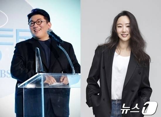 방시혁 하이브 의장(왼쪽)과 민희진 어도어 대표이사(오른쪽) ⓒ 뉴스1