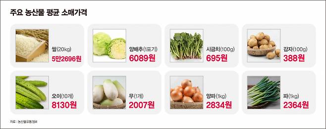 4월25일 기준 주요 농산물 평균 소매가격. /그래픽=강지호 기자
