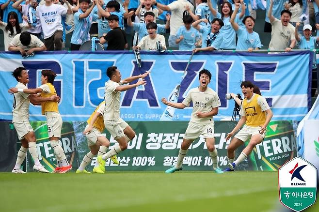 전북 현대와 2-2로 비긴 대구FC,(한국프로축구연맹 제공)