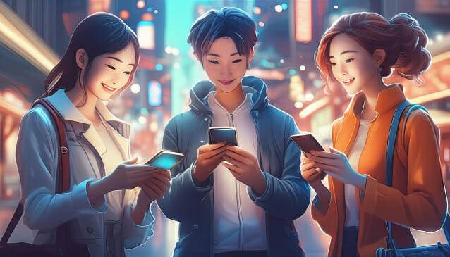 스마트폰으로 쇼핑하고 있는 사람들(제작=어도비 파이어플라이)