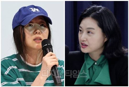 민희진(왼쪽) 어도어 대표와 심규진 스페인 IE 대학 교수. <디지털타임스 DB, 연합뉴스>