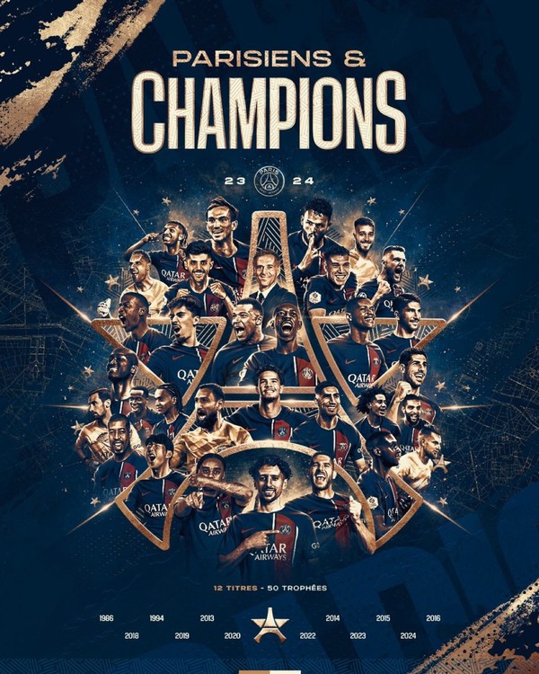PSG의 우승 축하 포스터. 파리생제르맹(PSG) X 캡처