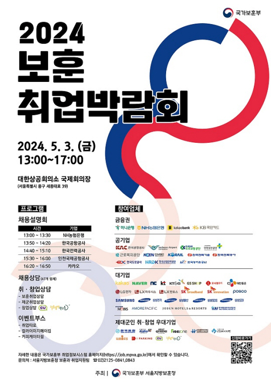 2024 보훈 취업박람회 포스터. 국가보훈부 제공
