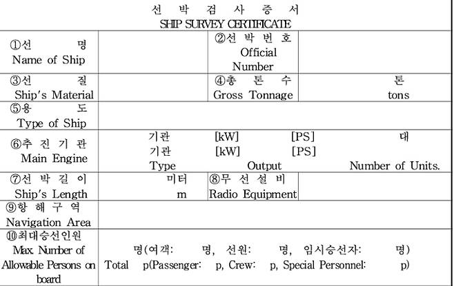 선박검사증서 캡처