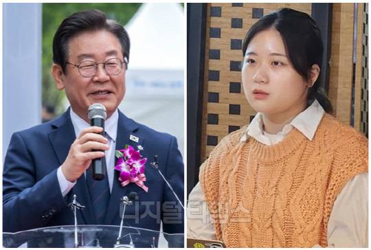 이재명(왼쪽) 더불어민주당 대표와 박지현 전 민주당 비상대책위원장. <디지털타임스 이슬기 기자, 디지털타임스 DB>