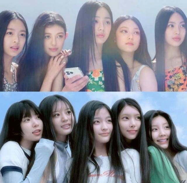 2022년 하이브 레이블 어도어에서 데뷔한 뉴진스(위)와 2024년 또 다른 레이블 빌리프랩에서 데뷔한 아일릿(아래). 어도어 및 빌리프랩 제공