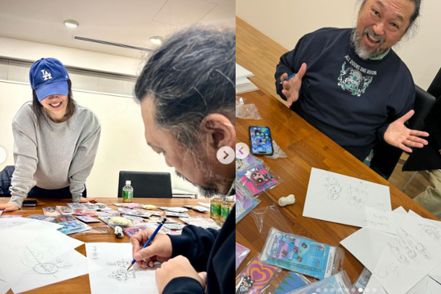 무라카미 다카시와 민희진 대표. [사진 = 민희진 대표 SNS]