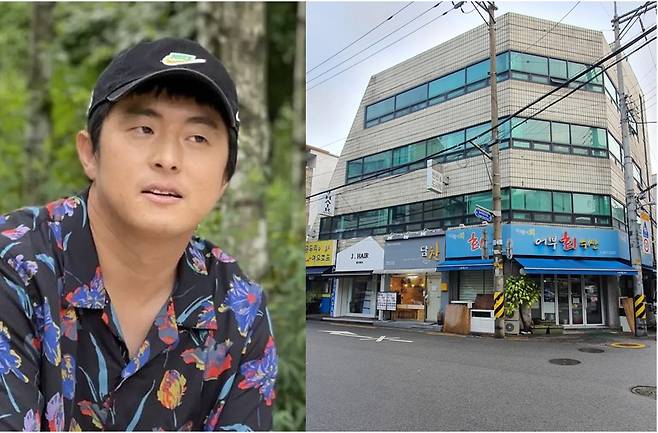 웹툰작가 기안84(왼쪽)가 매입한 석촌역 인근 노후건물(오른쪽). [기안84 인스타그램] [네이버지도]