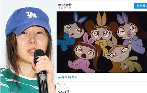 어도어 민희진(왼쪽) 대표와 민 대표가 인스타그램에 올린 뉴진스 신곡 티저 영상. [뉴시스·인스타그램]