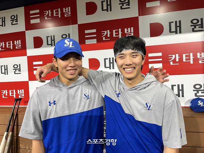 삼성 김영웅(왼쪽)과 이재현. 고척 | 김하진 기자