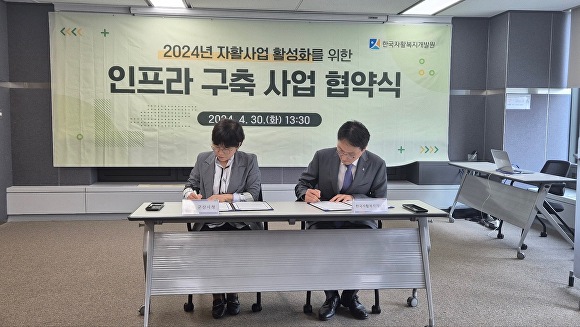 군산시가 한국자활복지개발원과 자활 인프라 구축사업 협약을 맺고 있다. [사진=군산시 ]
