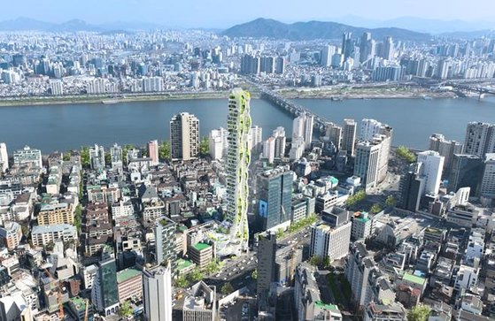 독일건축가 위르겐마이어와 도시건축집단 아름이 설계한 '제로 청담타워' 조감도.  사진 서울시