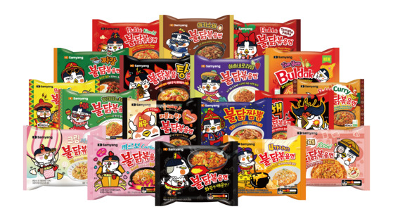 Different flavor-noddles of Samyang Foods' buldak ramen [Samyang Foods]