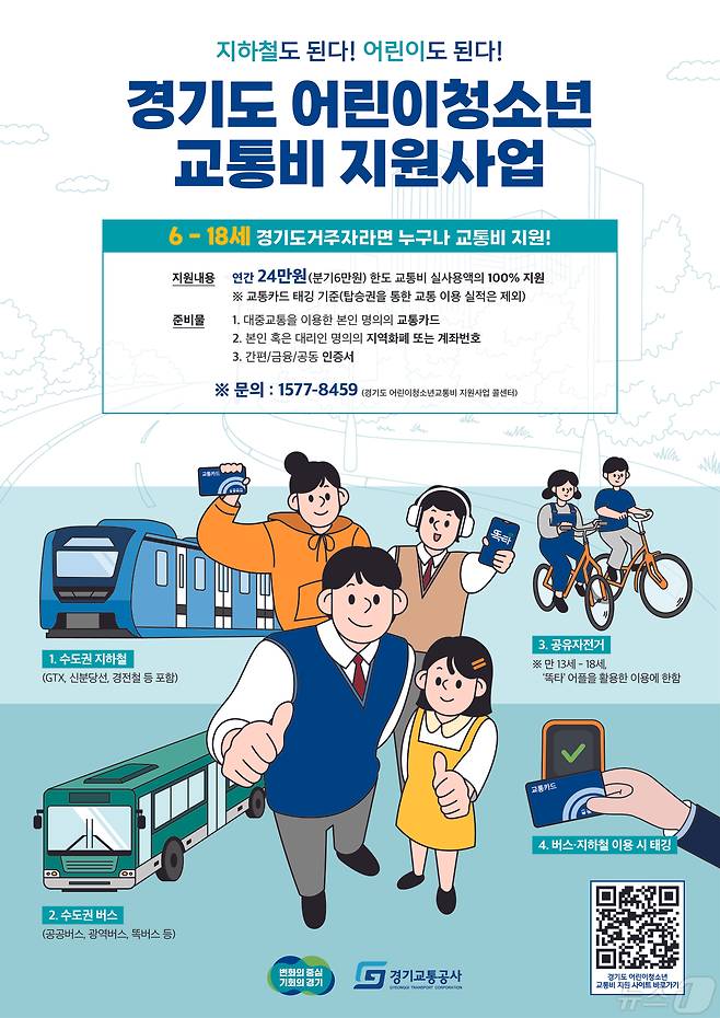 경기도 어린이·청소년 교통비 지원사업 포스터.(경기도 제공)
