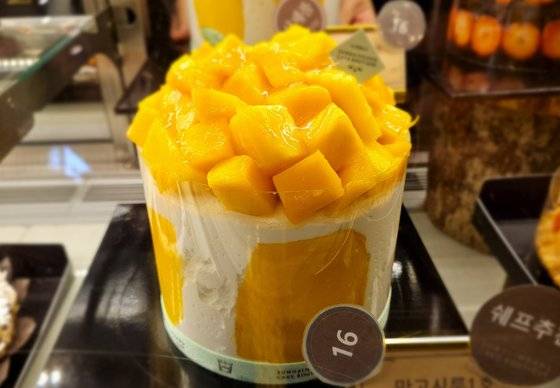 4월19일 판매를 시작한 망고시루케이크. 손민호 기자