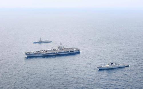 미 항모 참여 한미일 해상훈련  [연합뉴스 자료사진. 해군 제공]