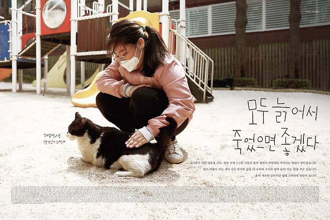 광고 '모두 늙어서 죽었으면 좋겠다' 사진작가 김하연 씨가 길고양이에 대한 인식 개선을 위해 867명의 후원을 모아 제작한 광고 [국립민속박물관 제공. 재판매 및 DB 금지]