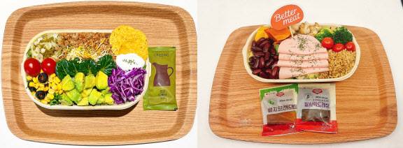 경기도 판교 HD현대 글로벌 R&D센터 구내식당에서 점심 식사 메뉴 중 하나로 제공하는 샐러드 2종.(사진=HD현대)