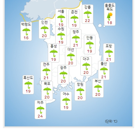 ⓒ기상청: 오늘(5일) 오후 전국날씨