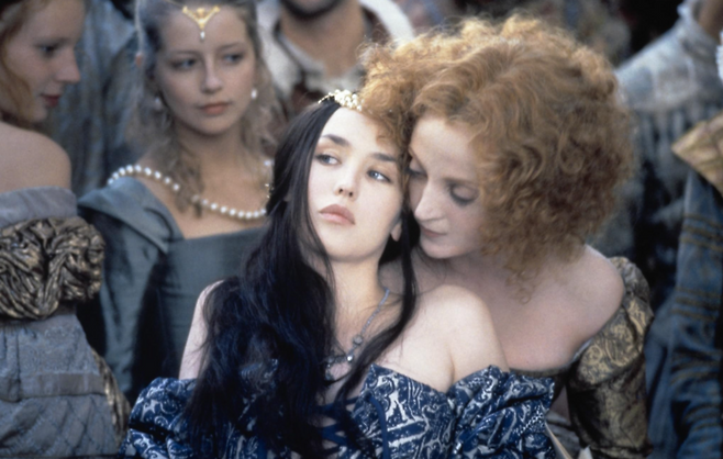 ‘여왕 마고’의 한 장면. 마르가리트는 전 남편 앙리4세와 좋은 관계를 유지했다.