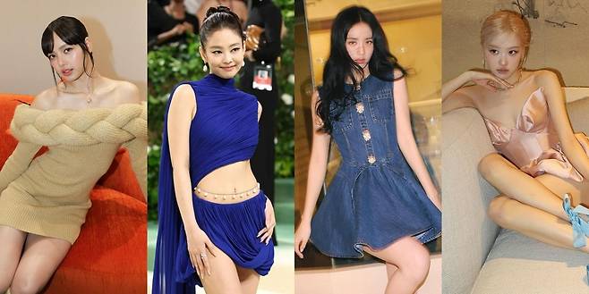 왼쪽부터 리사·제니·지수·로제 / 사진 = 각 멤버 및 멧 갈라 공식 SNS 온라인 갈무리