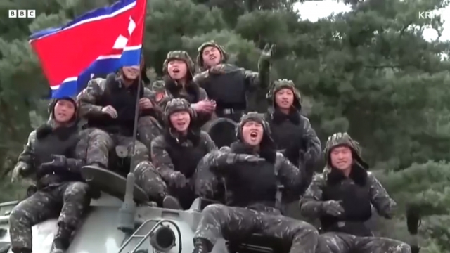 김정은 북한 국무위원장의 체제선전용 노래 영상. BBC 캡처