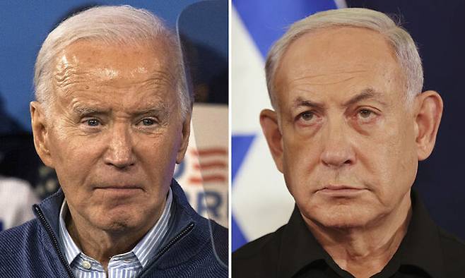 조 바이든 미 대통령(왼쪽)과 베냐민 네타냐후 이스라엘 총리(오른쪽). AP연합뉴스