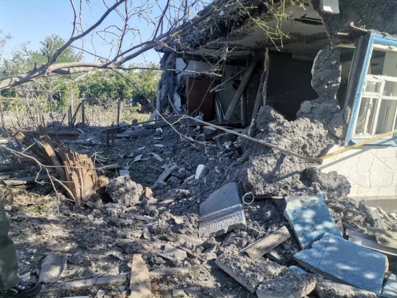 2024년 5월 8일(현지시간) 우크라이나 자포리나주에 있는 주택 한 채가 밤사이 러시아군 공습에 완전히 파괴됐다. / 사진=이반 페도로우 자포리자 주지사 텔레그램