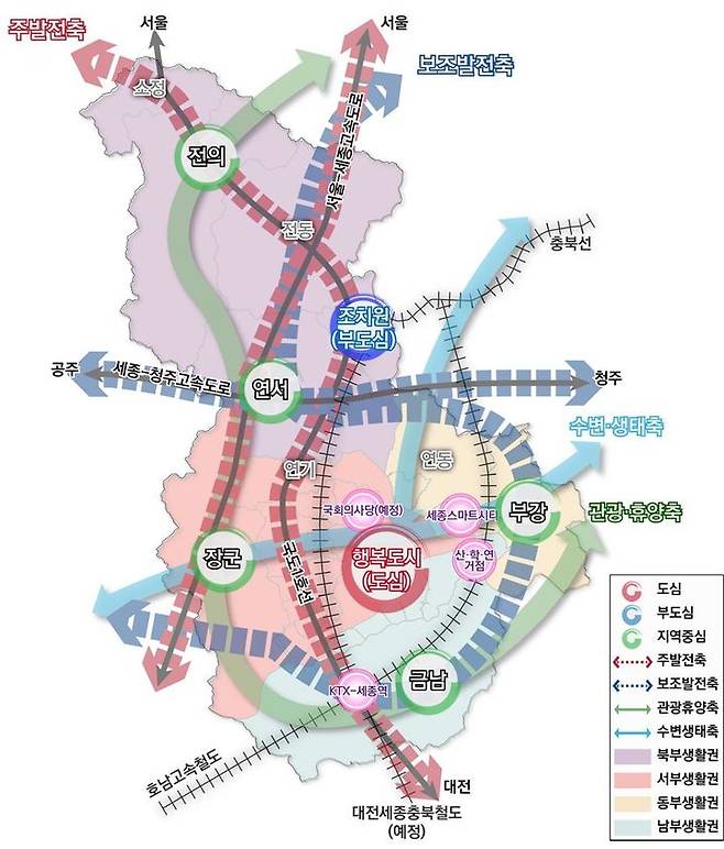 [세종=뉴시스] 2040년 세종도시기본계획의 도시공간구조.(사진=세종시).2024.05.10. *재판매 및 DB 금지