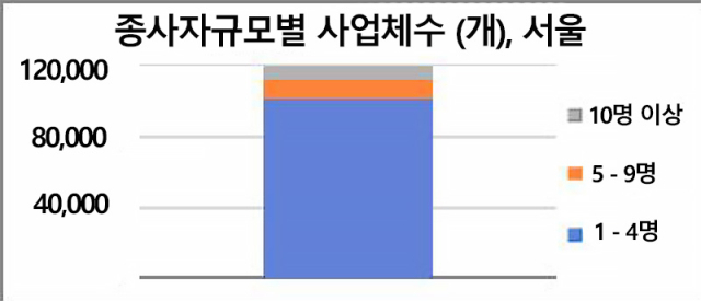 ▲ 서울시 사업체의 대다수인 93.6%는 10인 미만의 규모에 해당한다. ⓒ김종현