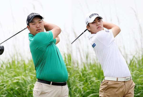 변형 스테이블포드 방식으로 진행되는 2024년 한국프로골프(KPGA) 투어 'KPGA 클래식' 우승을 차지한 김찬우 프로, 준우승으로 마친 장유빈 프로가 최종라운드에서 경기하는 모습이다. 사진제공=KPGA