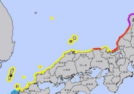 올해 초 일본 이시카와현 지역에서 규모 7.6의 강진이 발생했을 때 일본 기상청이 발표한 자료. 서경덕 교수 제공