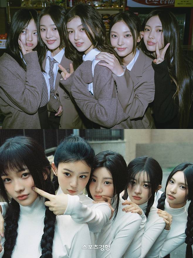 유사성 논란이 일고 있는 그룹 뉴진스(위)와 아일릿. 하이브 제공