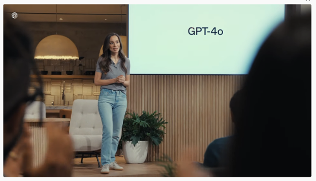 미라 무라티 오픈AI 최고기술책임자가 13일 온라인 신제품 공개 행사를 통해 새 인공지능 모델 'GPT-4o'를 소개하고 있다. 오픈AI 영상 캡처
