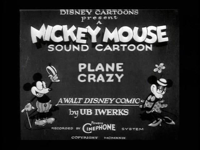 단편 애니메이션 '정신 나간 비행기'(1929년 재개봉판)의 미키 마우스와 미니 마우스. (출처: Walt Disney Studio, Screenshot from the DVD, Walt Disney Treasures, 흑백사진(1929), Wikimedia Commons, Public Domain)