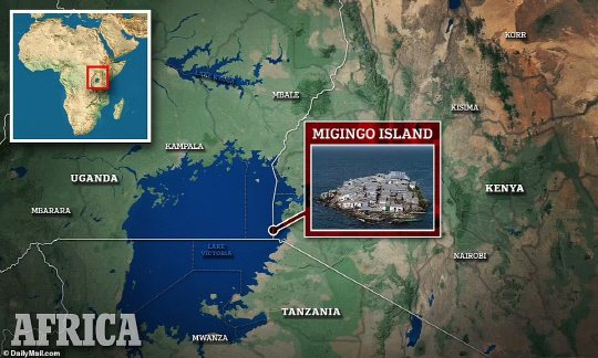 아프리카 케냐와 우간다 등 두 나라 국경 사이에 위치한 '미징고(Migingo) 섬'의 위치. [데일리메일 캡처]