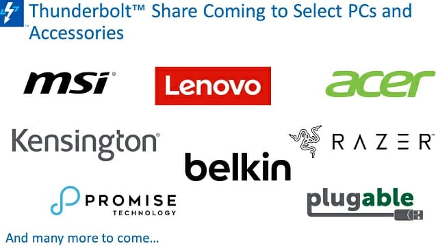 주요 PC 제조사는 올 하반기 출시할 노트북 신제품부터 썬더볼트 쉐어를 탑재 예정이다. (사진=인텔)