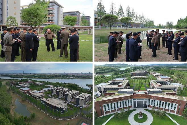 김정은 북한 국무위원장이 완공된 당 중앙간부학교를 15일 현지지도했다고 당 기관지 노동신문이 16일 보도했다. 평양 노동신문=뉴스1