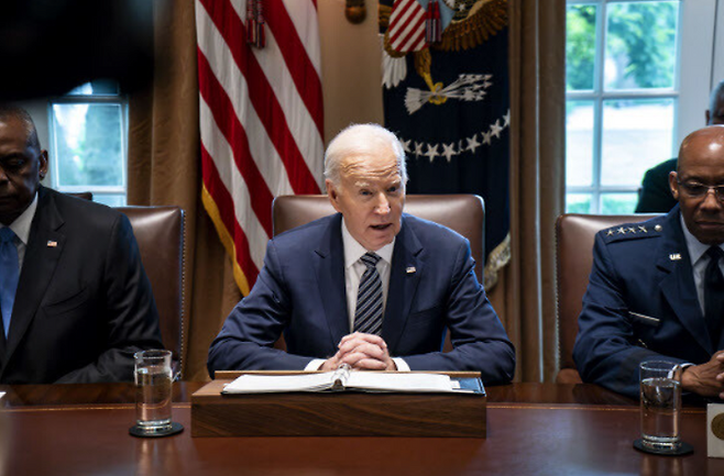 조 바이든 미국 대통령이 지난 15일 백악관에서 회의를 주재하고 있다. ⓒUPI/연합뉴스