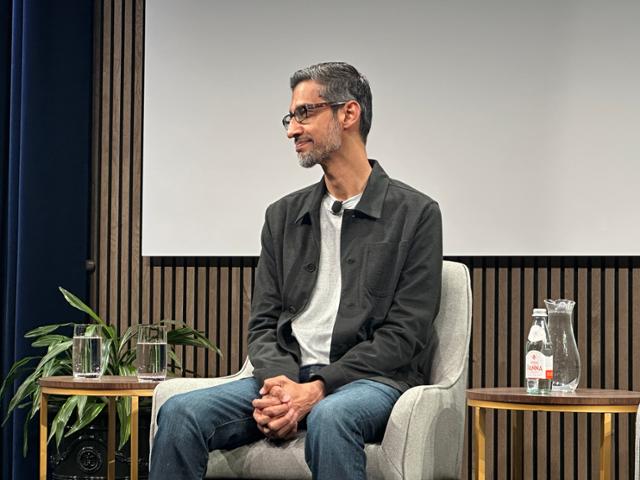 구글의 연례 개발자 회의 이틀째인 15일 미국 실리콘밸리 구글 본사에서 순다르 피차이 최고경영자(CEO)가 미국 외 지역 취재진들과의 간담회에 참석해 있다. 실리콘밸리=이서희 특파원