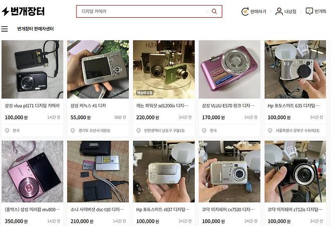 Digital cameras for sale on Bungaejangter (Screenshot from Bungaejangter)