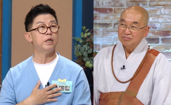 개그맨 최홍림(왼쪽)과 법륜 스님. SBS ‘좋은 아침’ 캡처
