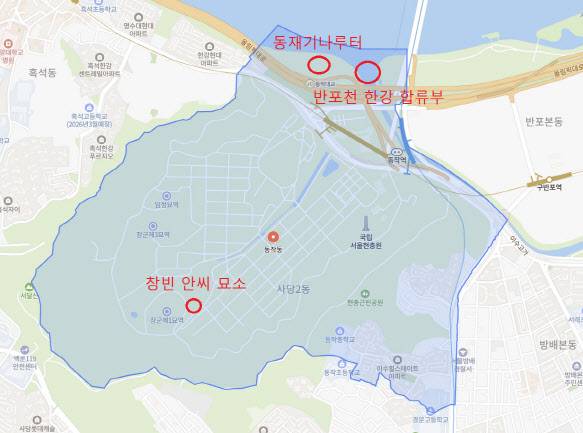 법정동으로서 서울 동작구 동작동 범위.(사진=네이버지도)