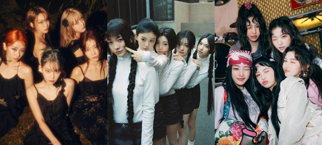 (왼쪽부터) 하이브 산하 레이블 소속그룹 르세라핌 아일릿 뉴진스. 쏘스뮤직, 빌리프랩, 어도어 제공