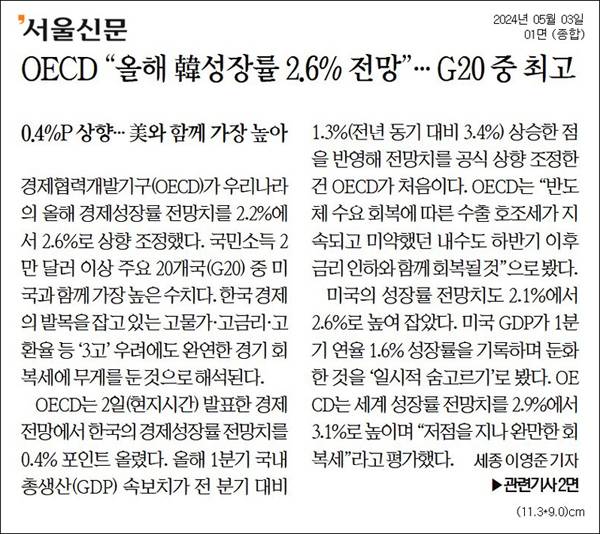 ▲ 5월3일 서울신문 기사