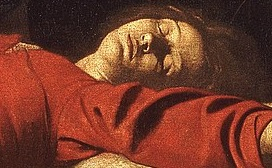 카라바조, '성모의 죽음'(일부 확대), 1601~1606, 캔버스에 유채, 369x245cm, 루브르 박물관