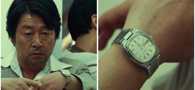 영화 <모가디슈>에서 배우 김윤석이 연기한 한신성 대사가 착용한 오메가 빈티지 '테레비'. 고증이 정확하다고 볼 수 있는게, 당시만 해도 예물시계 등으로 저 오메가 모델을 착용하는 경우가 많았다.